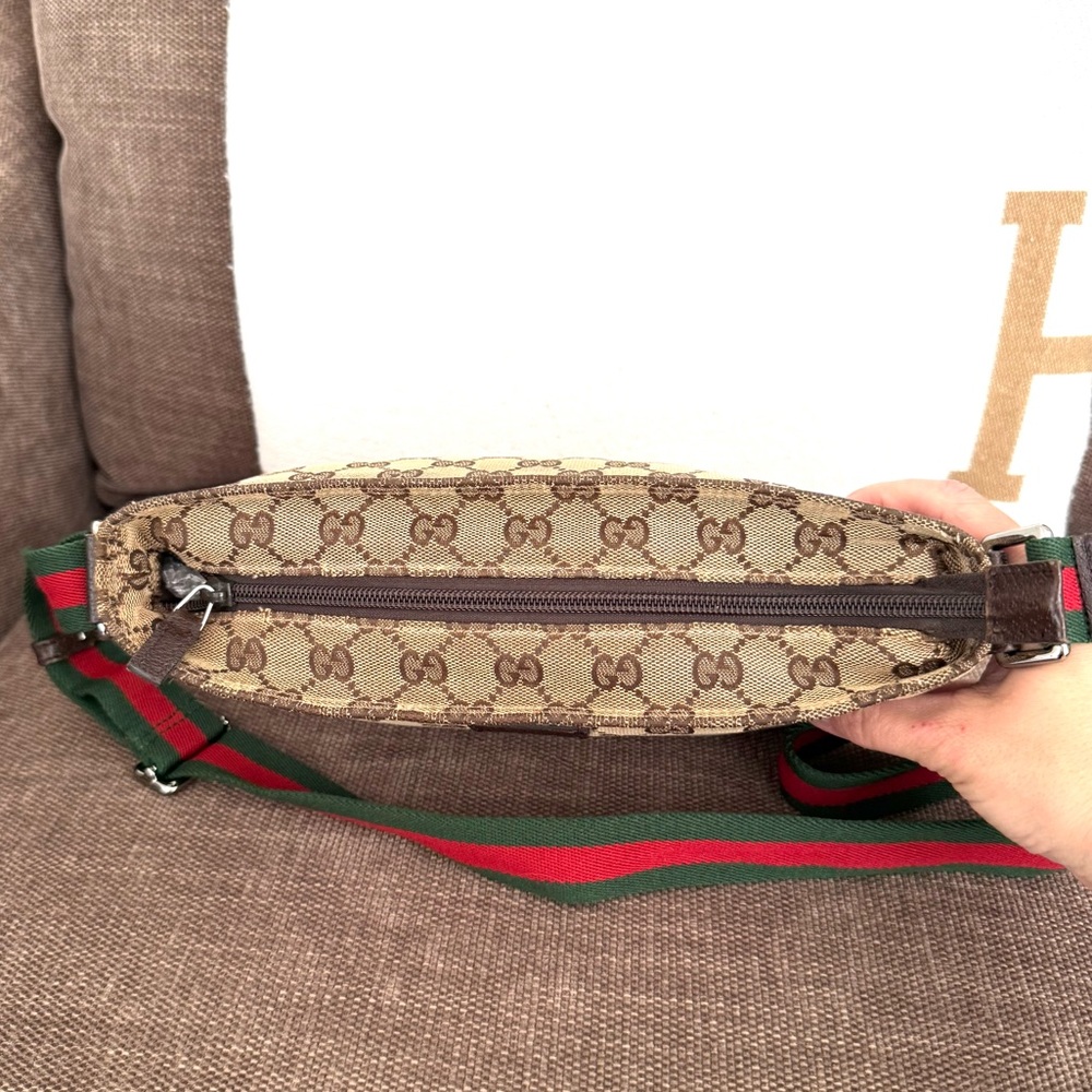 Gucci authentic brown monogram canvas crossbody bag ribbon strap small - Picture 15 of 16